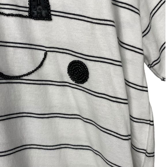NWOT Aje Classic Embellished Logo Tee Spellout Beaded Graphic T Striped L - Picture 8 of 12